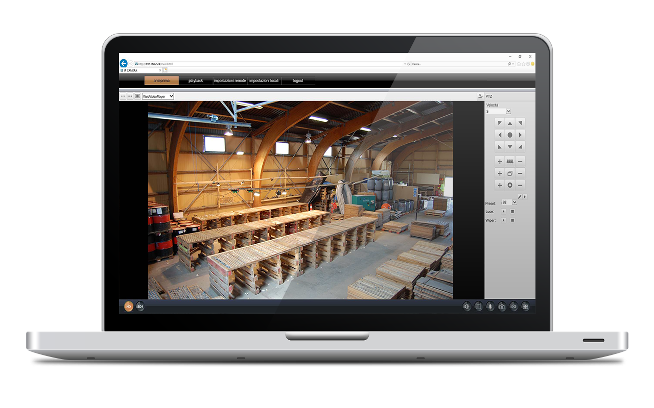 IP camera control via browser